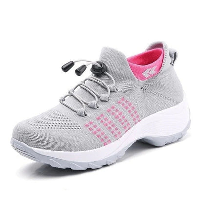 Ergonomische instapsneakers voor dames met snelveter en dikke zool
