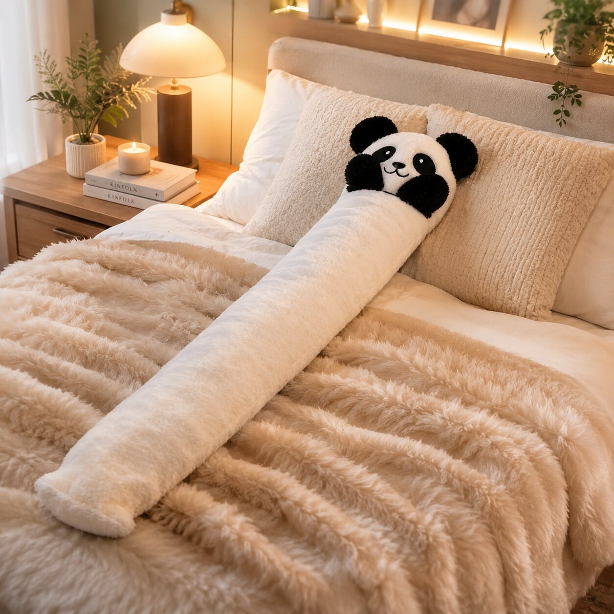 Extra lange warmwaterkruik van 75 cm met pluchen pandahoes - beeld 2