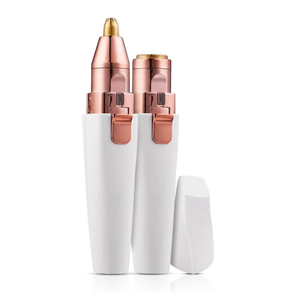 Wenkbrauw- en Gezichtstrimmer - Dubbele Trimmer in Wit Design voor Precisie en Gemakkelijk Gebruik