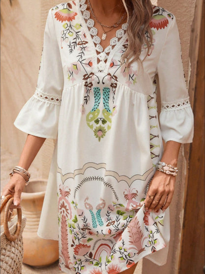 Jurk dames met borduurprint - detailfoto