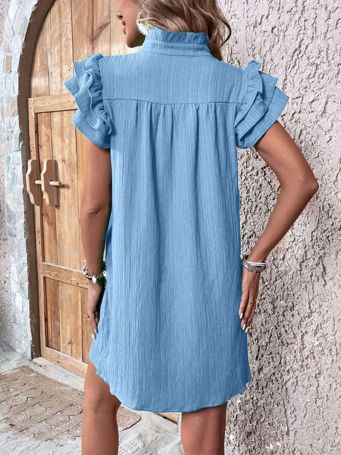Korte jurk dames met ruche - detailfoto