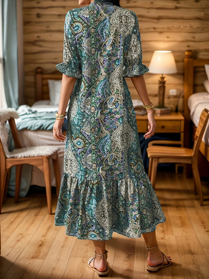 Midi-jurk dames met paisleyprint - detailfoto