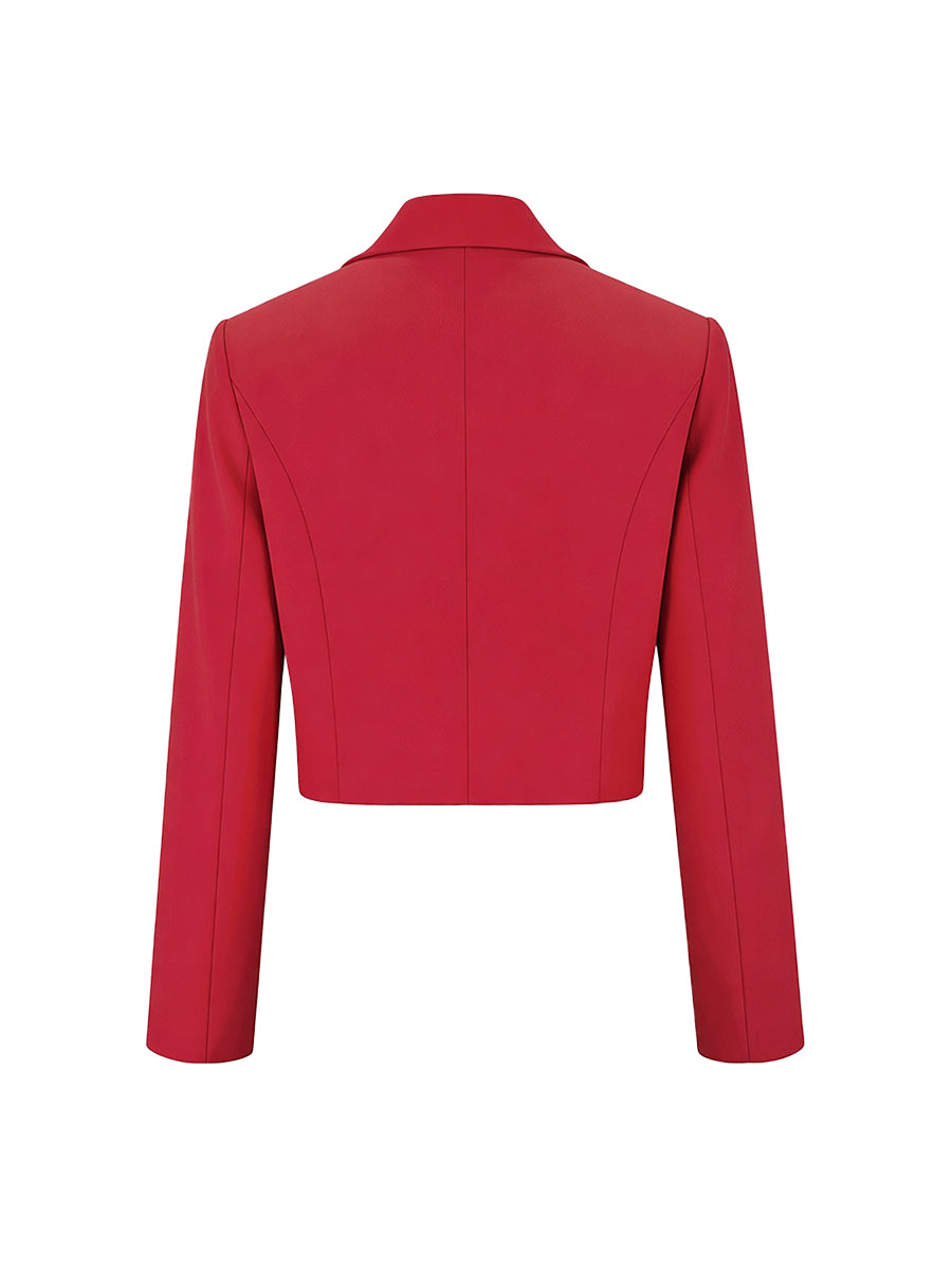 Cropped blazer dames met revers en smalle mouw