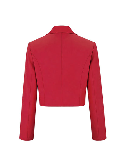 Cropped blazer dames met revers en smalle mouw