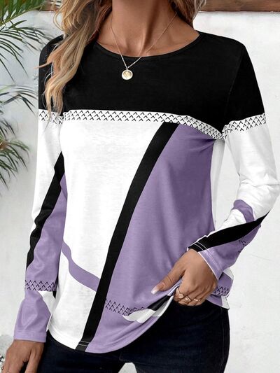 Shirt dames met kleurvlakken in Lavendel