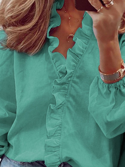 Blouse dames met ruche - detailfoto