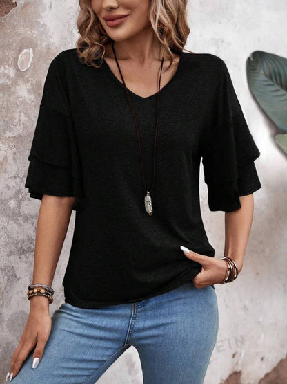 Blouse dames met laagjesmouw - detailfoto