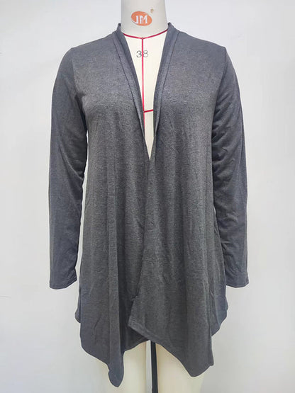 Licht damesvest met watervalkraag en open voorkant