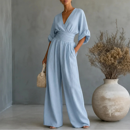 Jumpsuit dames met wijde pijp in Lichtblauw