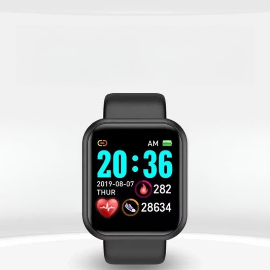 Fitness smartwatch met kleurenscherm en zwarte band