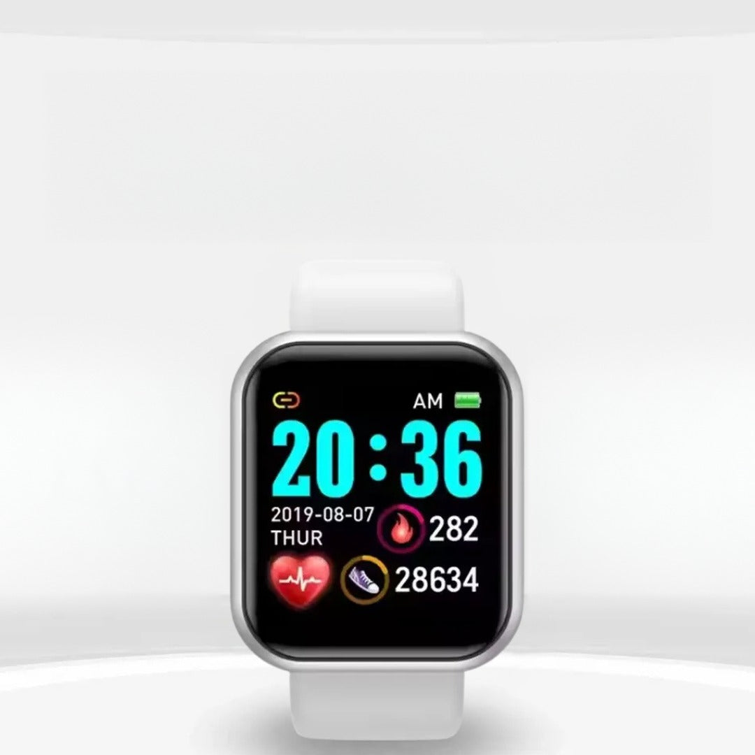 Fitness smartwatch met kleurenscherm en witte band