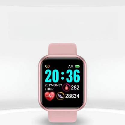 Fitness smartwatch met kleurenscherm en roze band