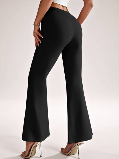 Flared broek voor dames in petite lengte met elastische taille en wijde pijp - beeld 13
