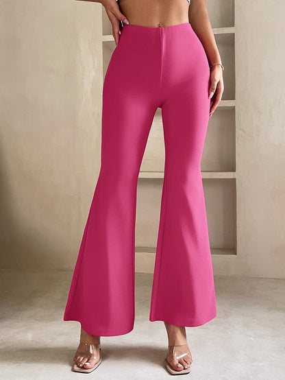 Flared broek voor dames in petite lengte met elastische taille en wijde pijp - beeld 15