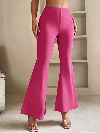 Flared broek voor dames in petite lengte met elastische taille en wijde pijp - fuchsia