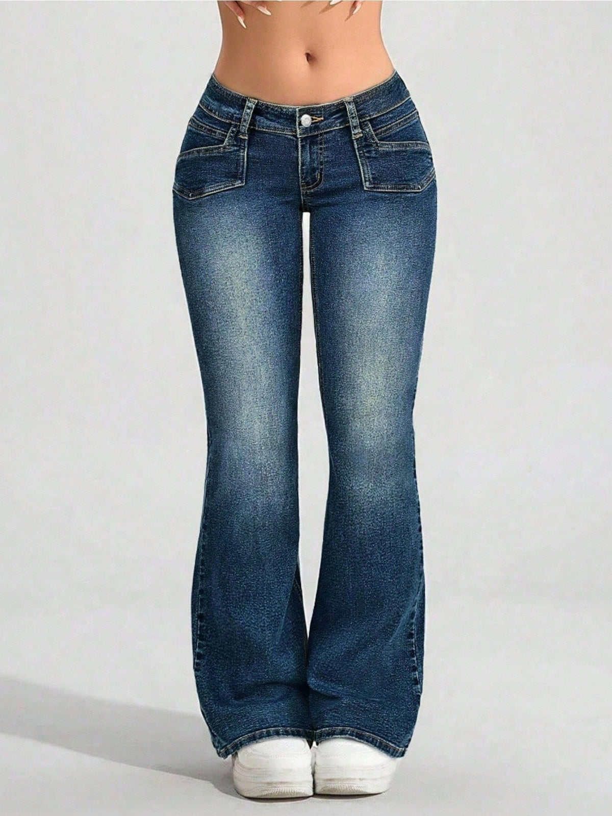 Flared jeans voor dames in petite lengte met lage taille en uitlopende pijp - beeld 5