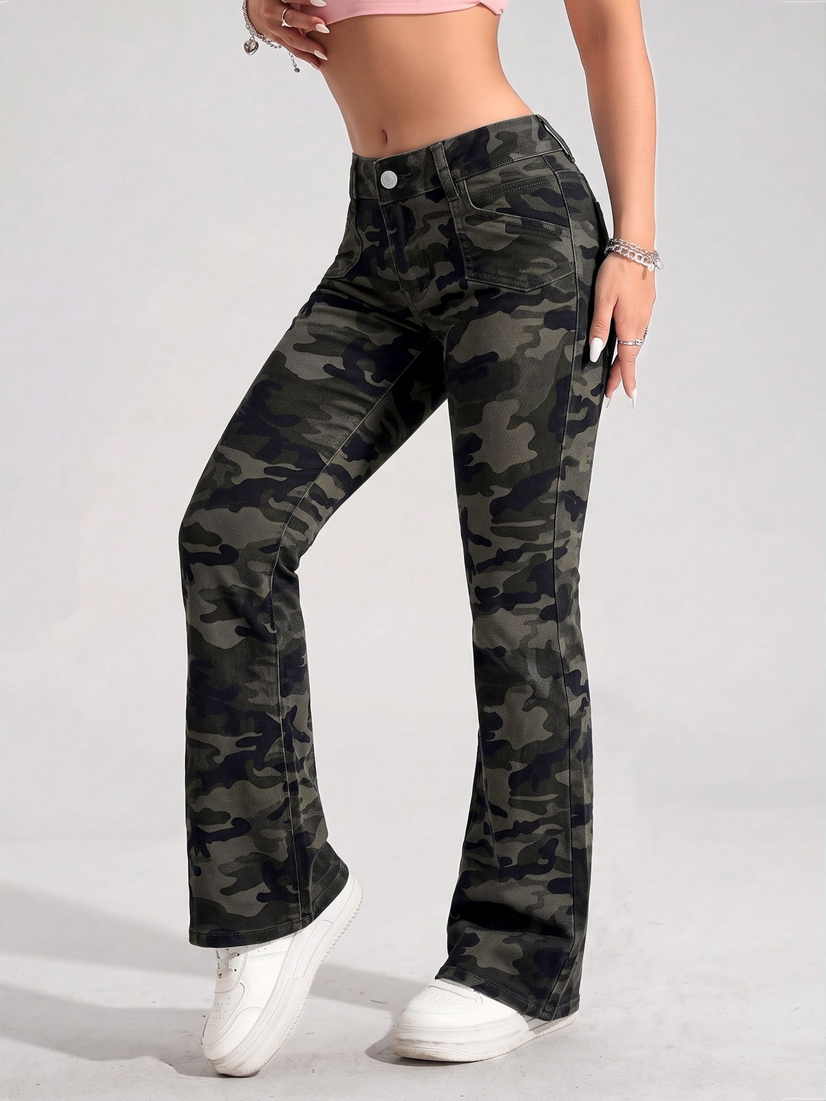 Flared jeans voor dames in petite lengte met lage taille en uitlopende pijp - beeld 8