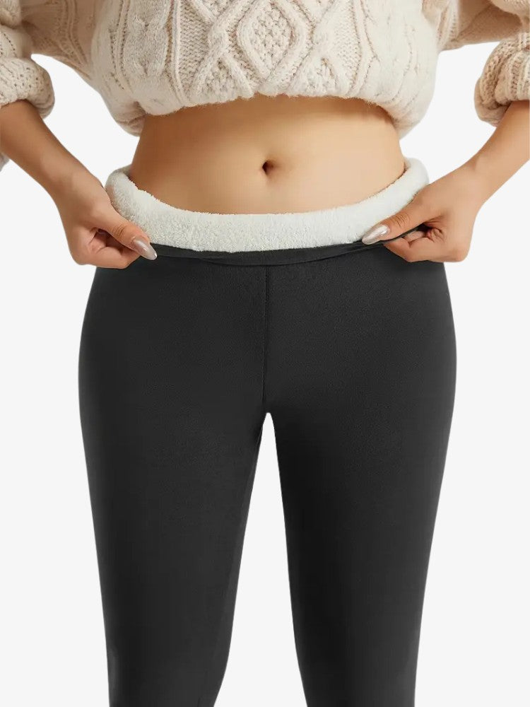 Fleece legging voor dames met teddyvoering en hoge tailleband - antraciet