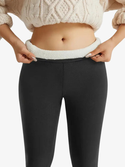 Fleece legging voor dames met teddyvoering en hoge tailleband - antraciet