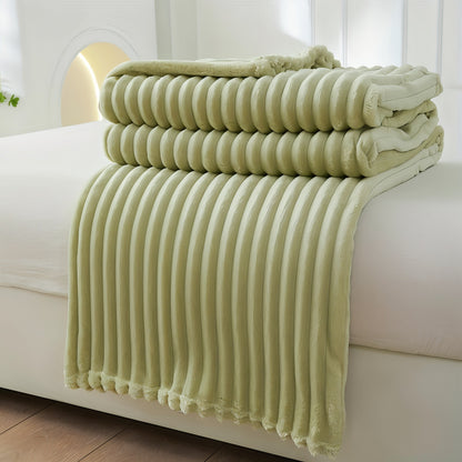 Fleece plaid met ribbelstructuur van zacht pluche - pistachegroen