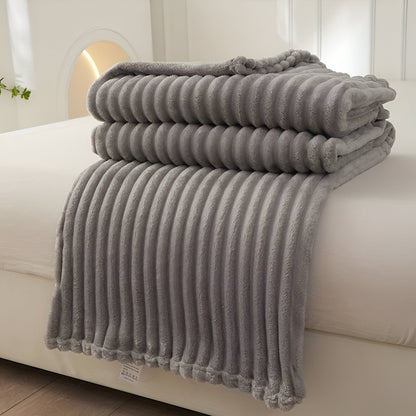 Fleece plaid met ribbelstructuur van zacht pluche - lichtgrijs