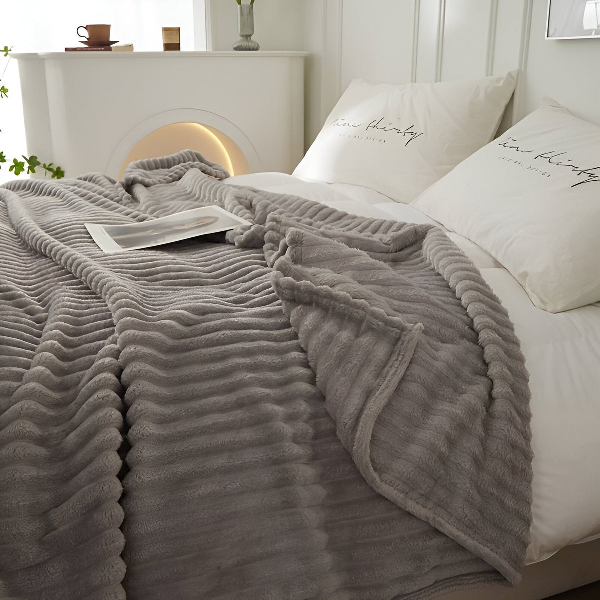 Fleece plaid met ribbelstructuur van zacht pluche - beeld 4