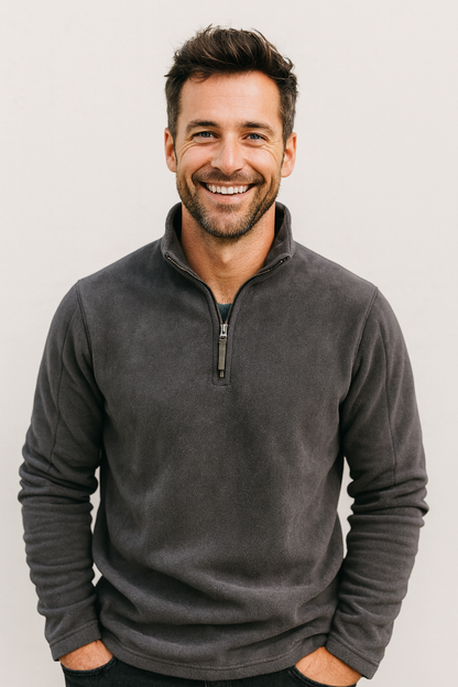 Fleece quarter-zip herentrui met opstaande kraag
