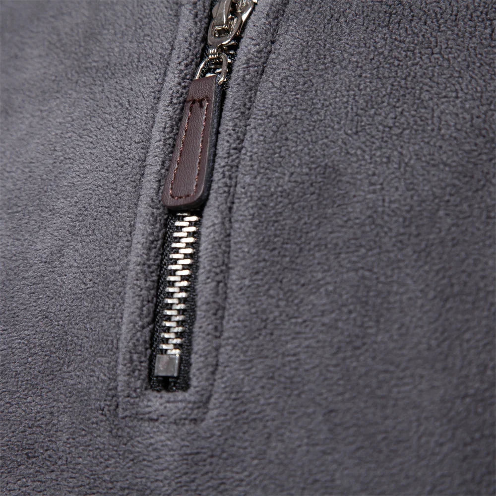 Fleece quarter-zip herentrui met opstaande kraag