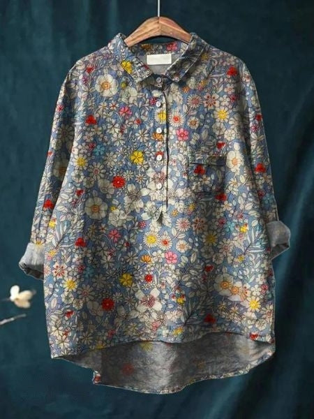 Bloemenblouse dames bloemenprint 6 - romantische blouse elegante uitstraling