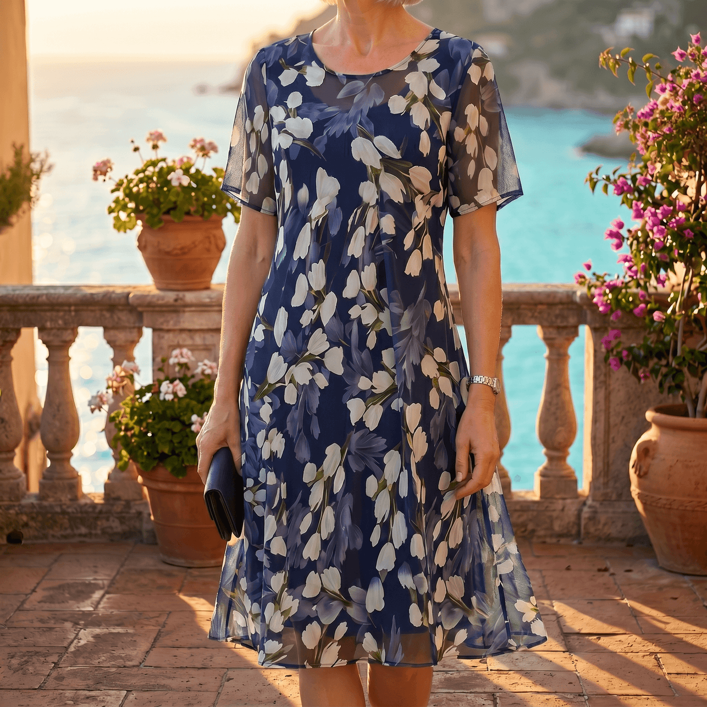 Chiffon jurk dames met bloemenprint