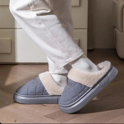 Fluffy pantoffels met doorgestikte bovenkant, pluche rand en dikke zool - beeld 4