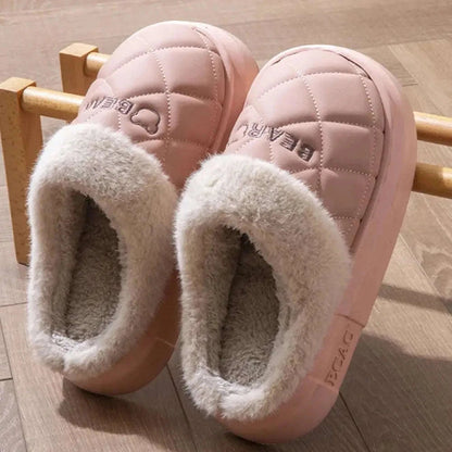 Fluffy pantoffels met doorgestikte bovenkant, pluche rand en dikke zool - beeld 5