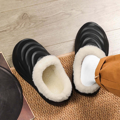 Fluffy pantoffels met EVA-buitenkant in golfmotief, pluche kraag en dikke zool - beeld 4
