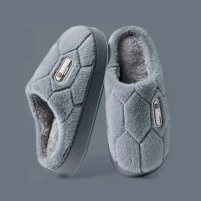 Fluffy pantoffels met doorgestikte honingraat in pluche, open hiel en EVA-zool - grijs