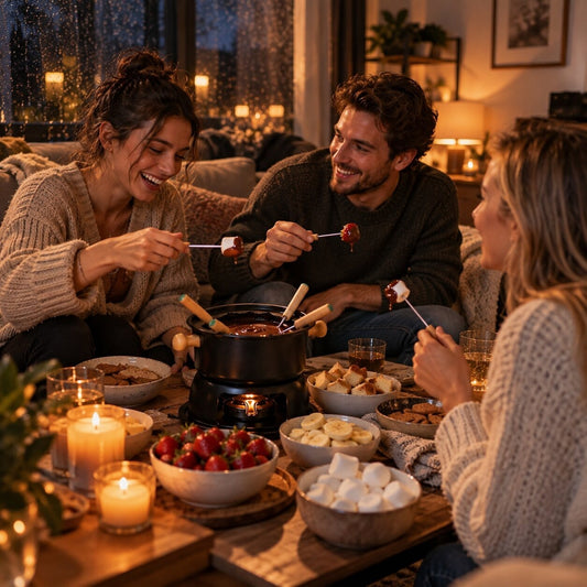 Fondueset met stalen pan, brander en 6 vorken - beeld 2