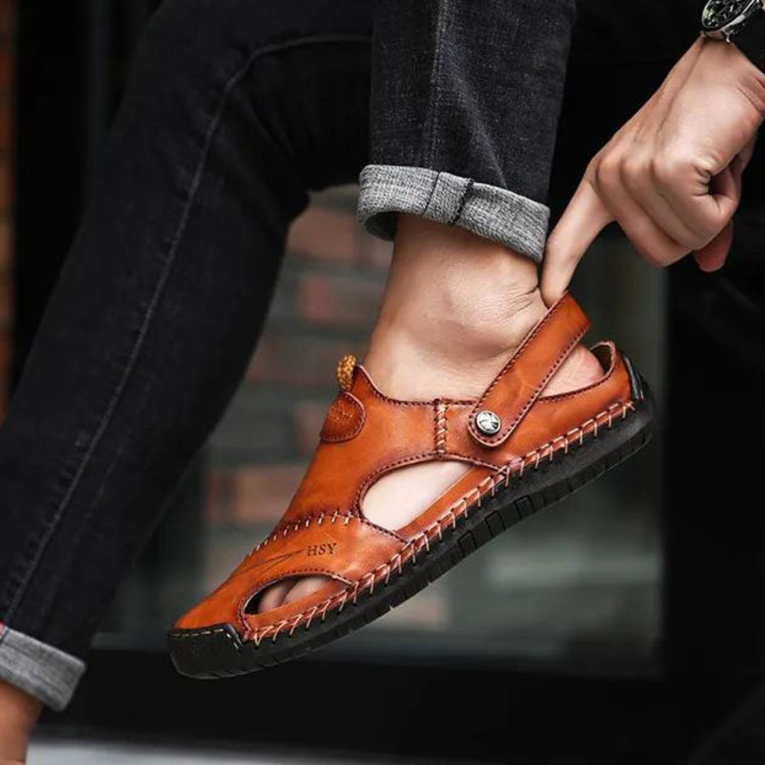 Leren sandalen heren met gesloten neus - productfoto