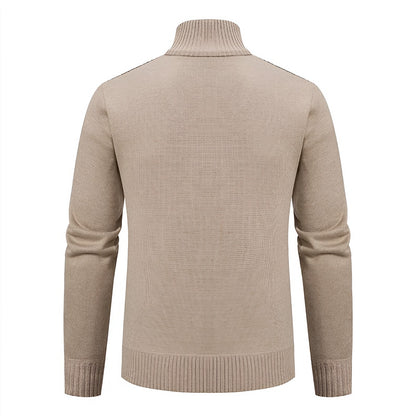 Beige gebreid herenvest, achterkant