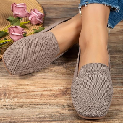 Gebreide damesloafers met vierkante neus