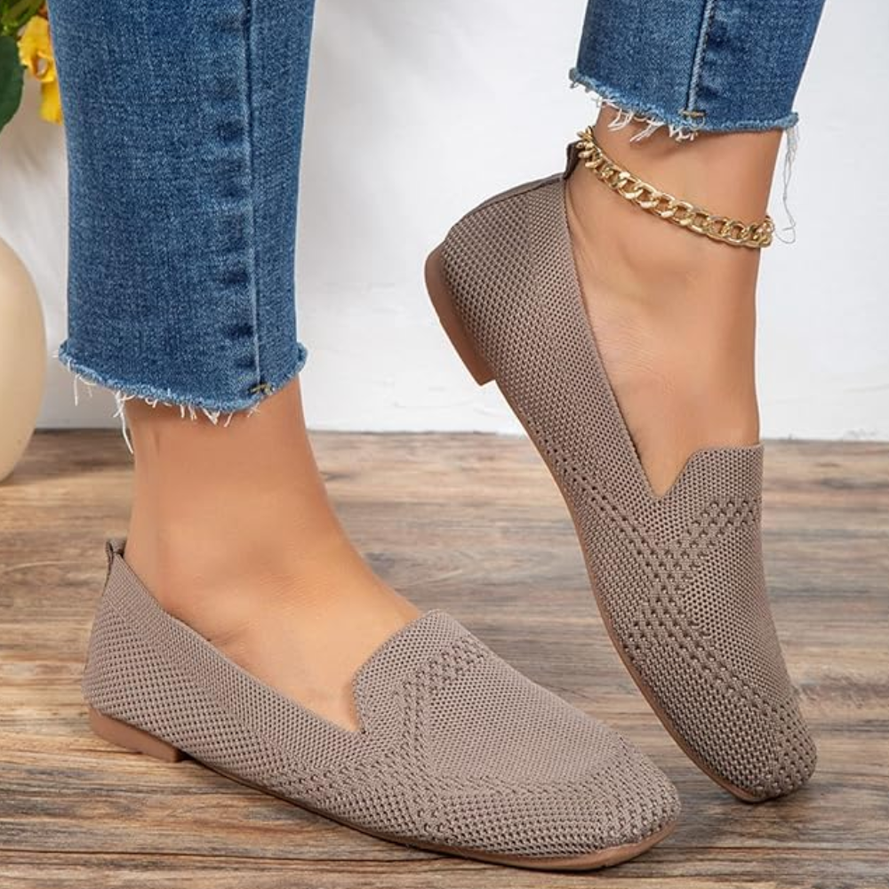 Gebreide damesloafers met vierkante neus