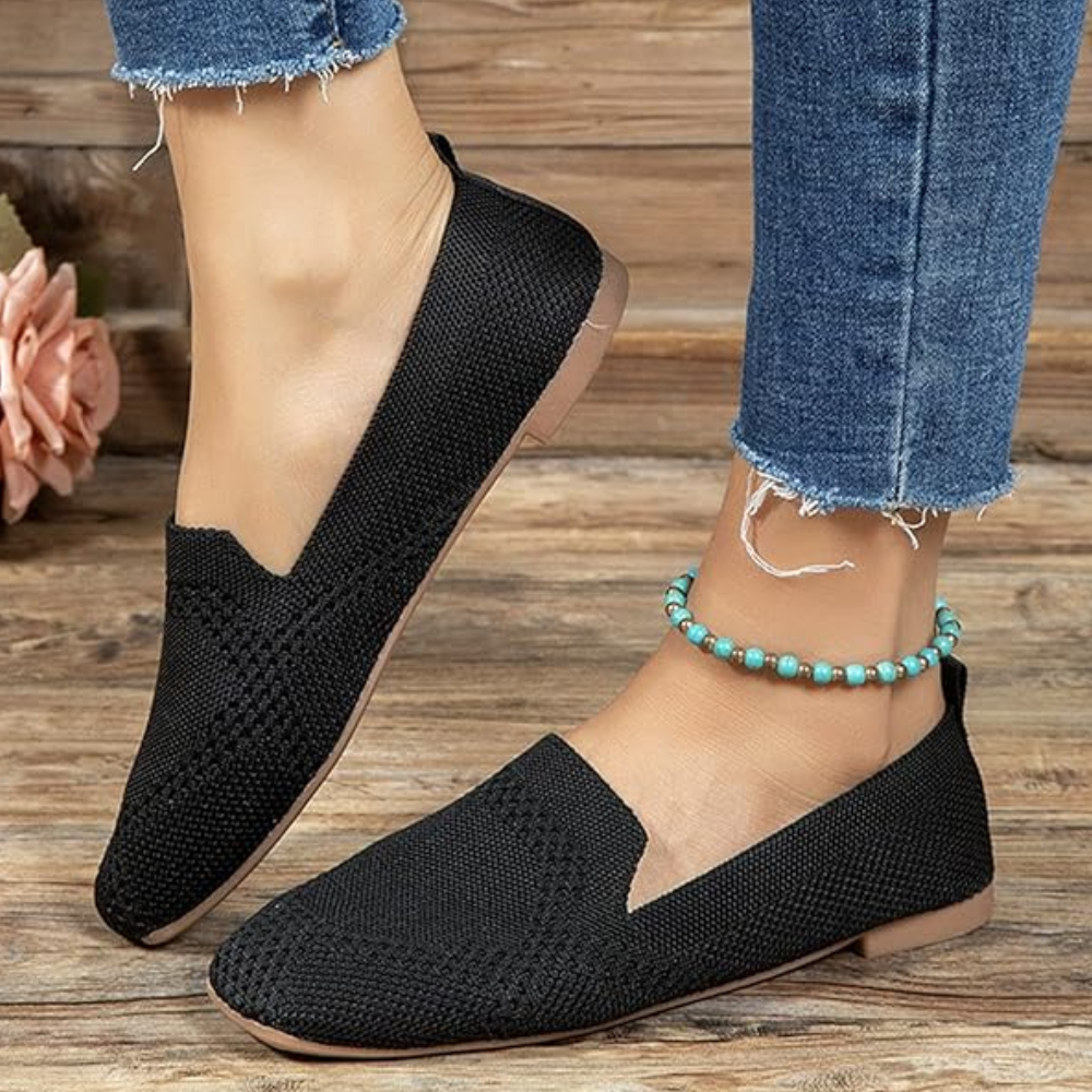 Gebreide damesloafers met vierkante neus
