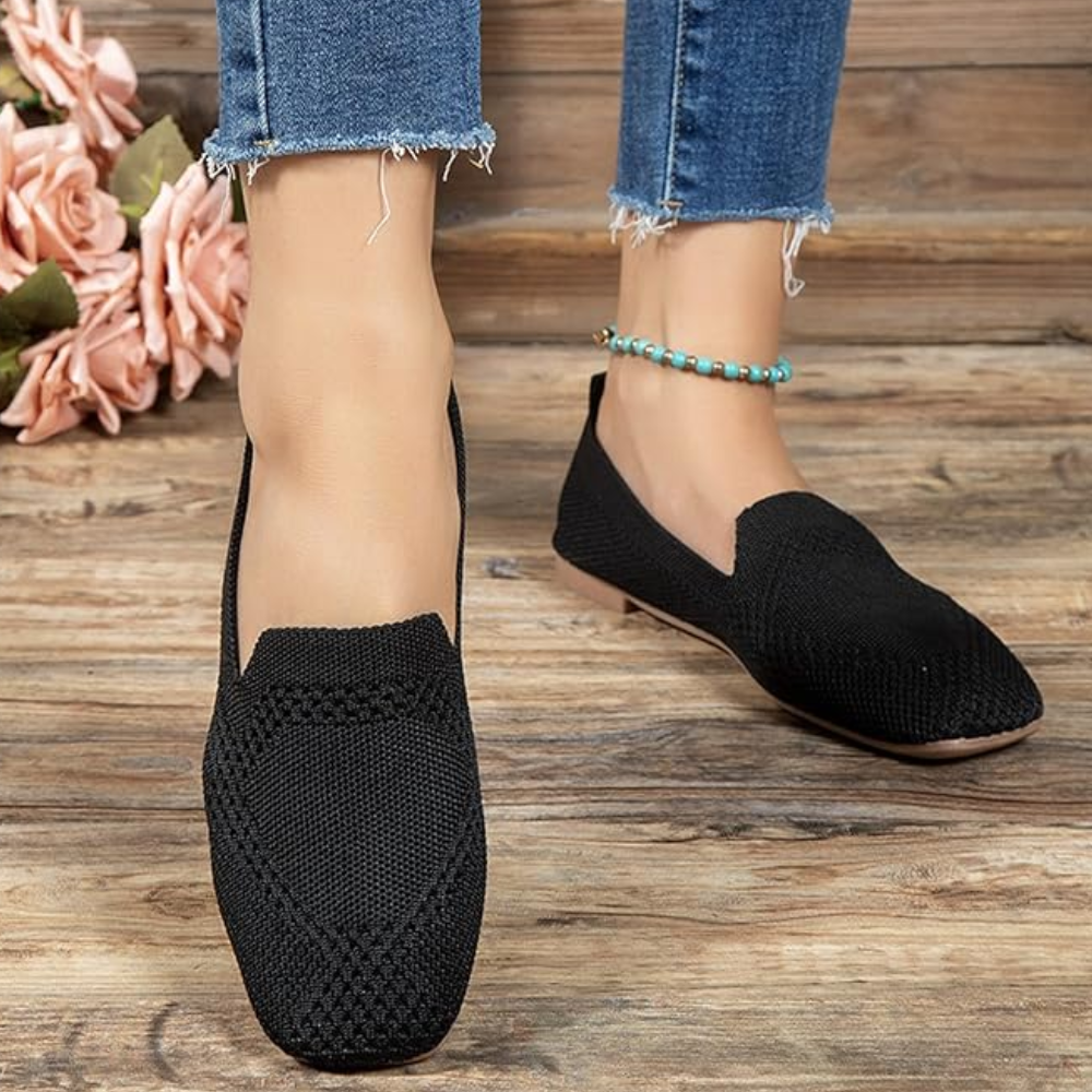 Gebreide damesloafers met vierkante neus