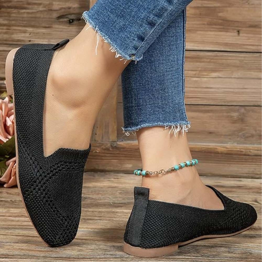 Gebreide damesloafers met vierkante neus