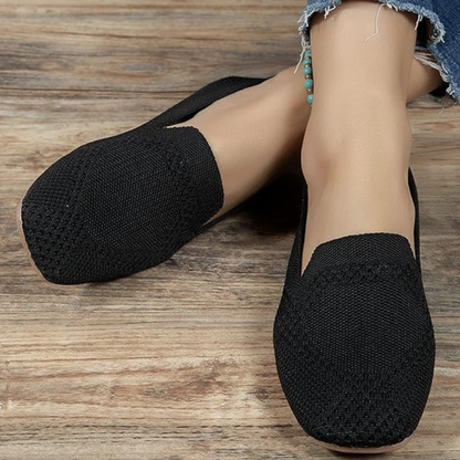 Gebreide damesloafers met vierkante neus