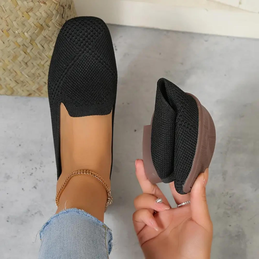 Gebreide damesloafers met vierkante neus