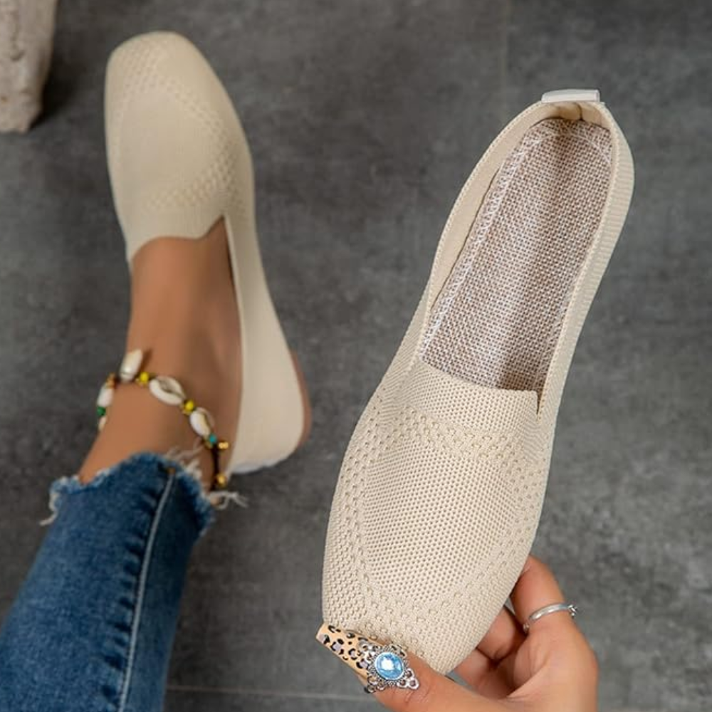 Gebreide damesloafers met vierkante neus
