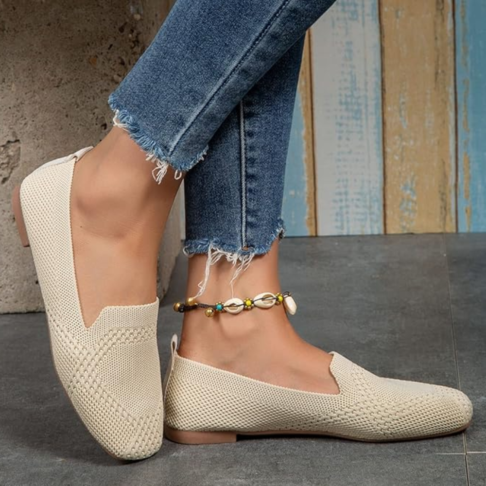 Gebreide damesloafers met vierkante neus