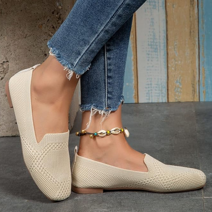 Gebreide damesloafers met vierkante neus