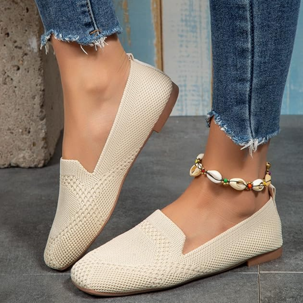Gebreide damesloafers met vierkante neus