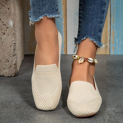Gebreide damesloafers met vierkante neus