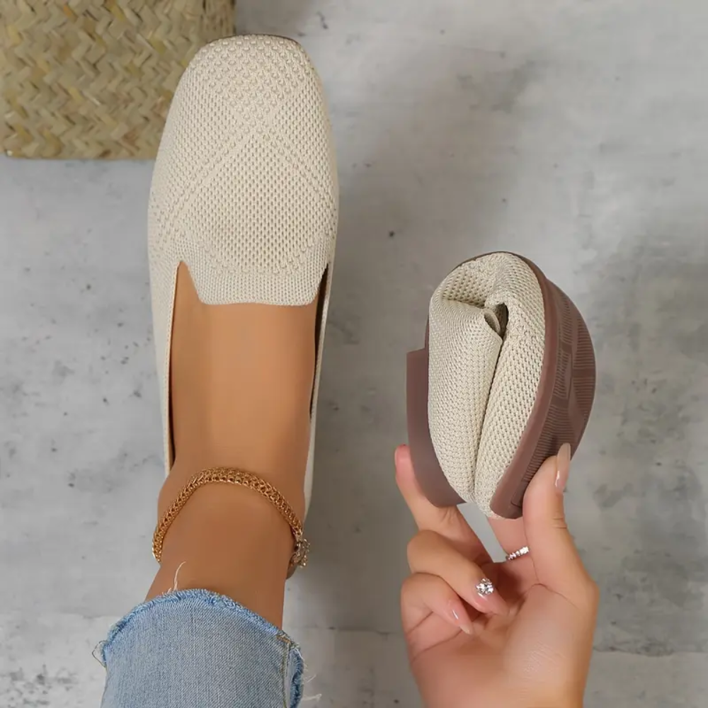 Gebreide damesloafers met vierkante neus